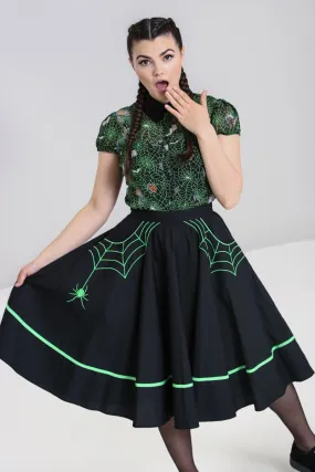 Hell Bunny Miss Muffet 50's Skirt - Black & Green