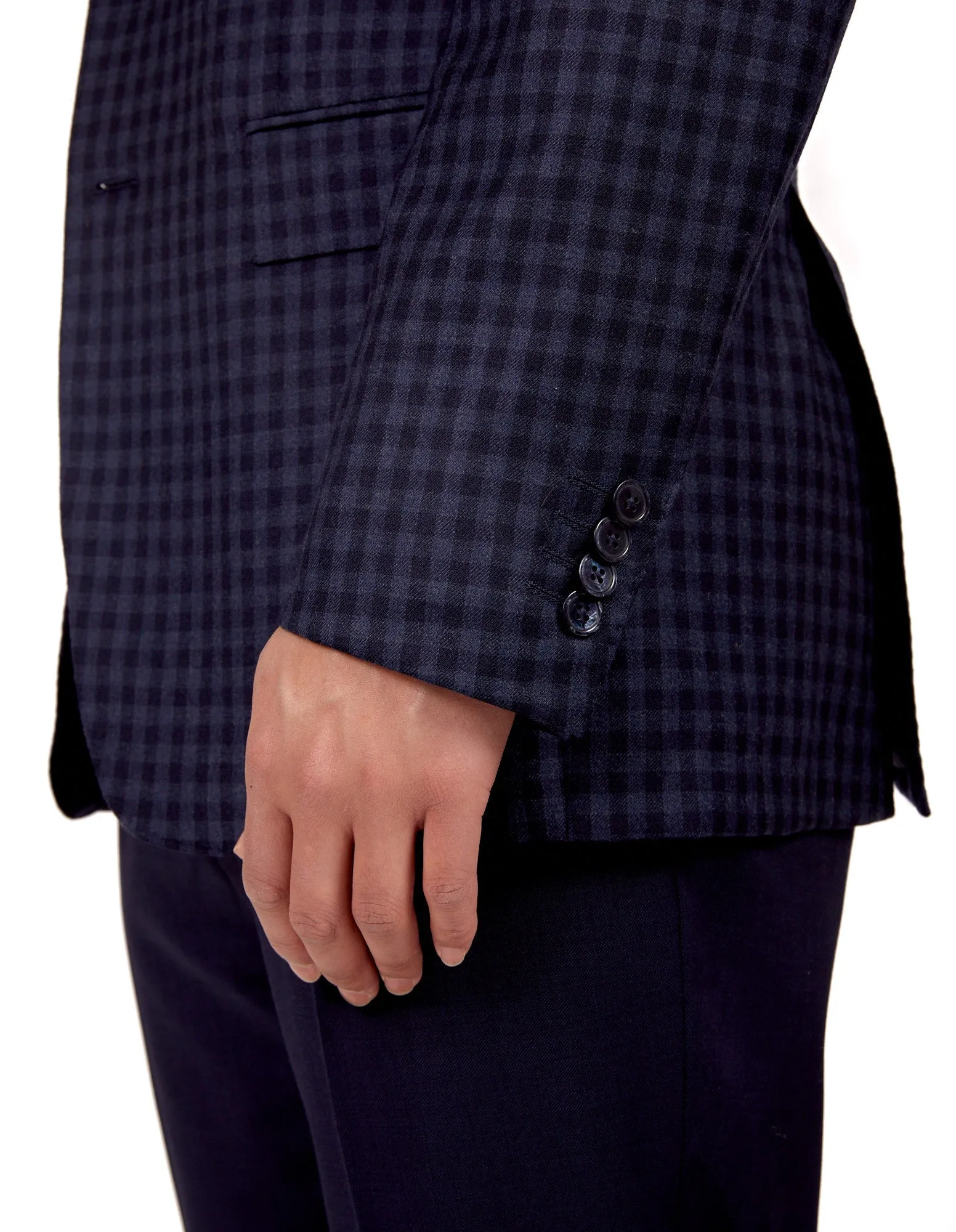 HENRY SARTORIAL X DORMEUIL Full Canvas Check Jacket NAVY MULTI REG