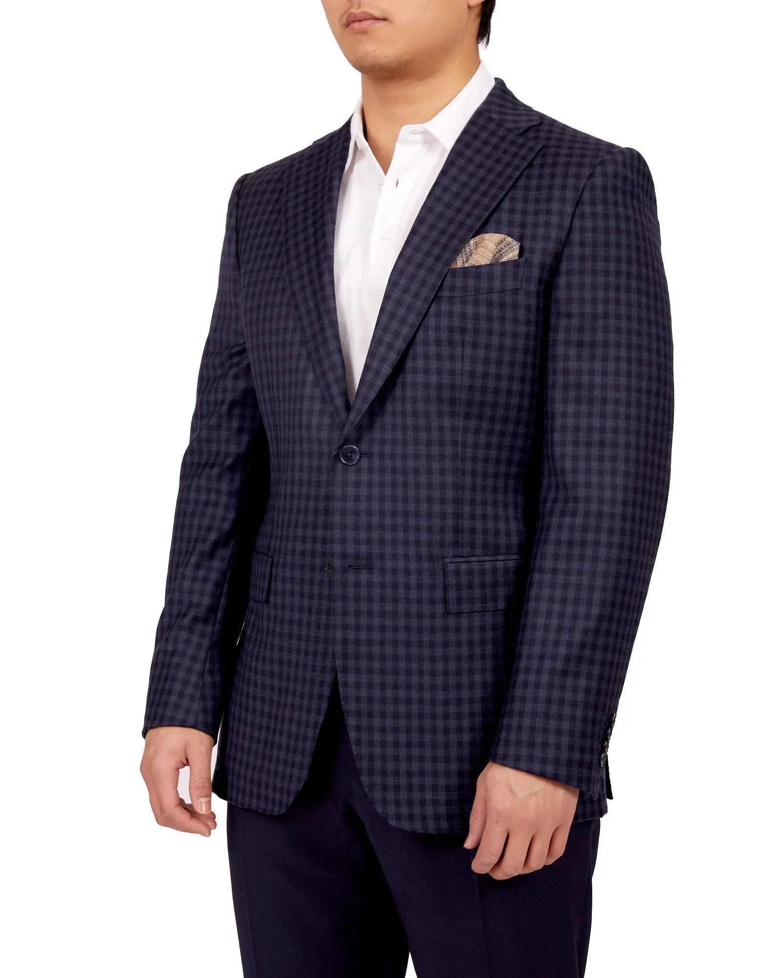 HENRY SARTORIAL X DORMEUIL Full Canvas Check Jacket NAVY MULTI REG