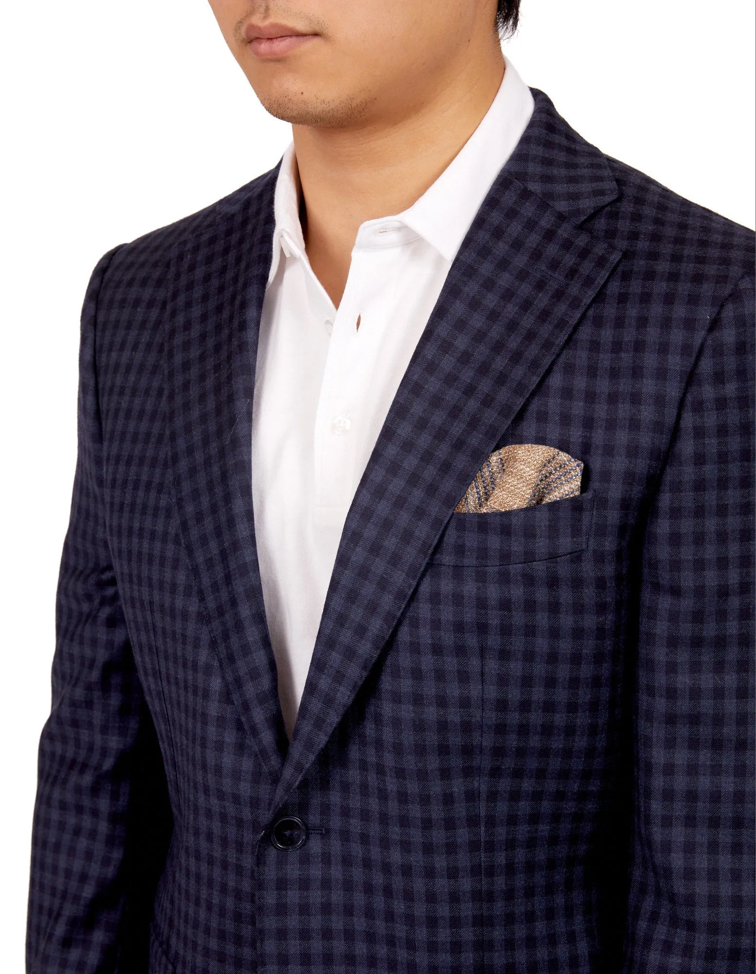 HENRY SARTORIAL X DORMEUIL Full Canvas Check Jacket NAVY MULTI REG