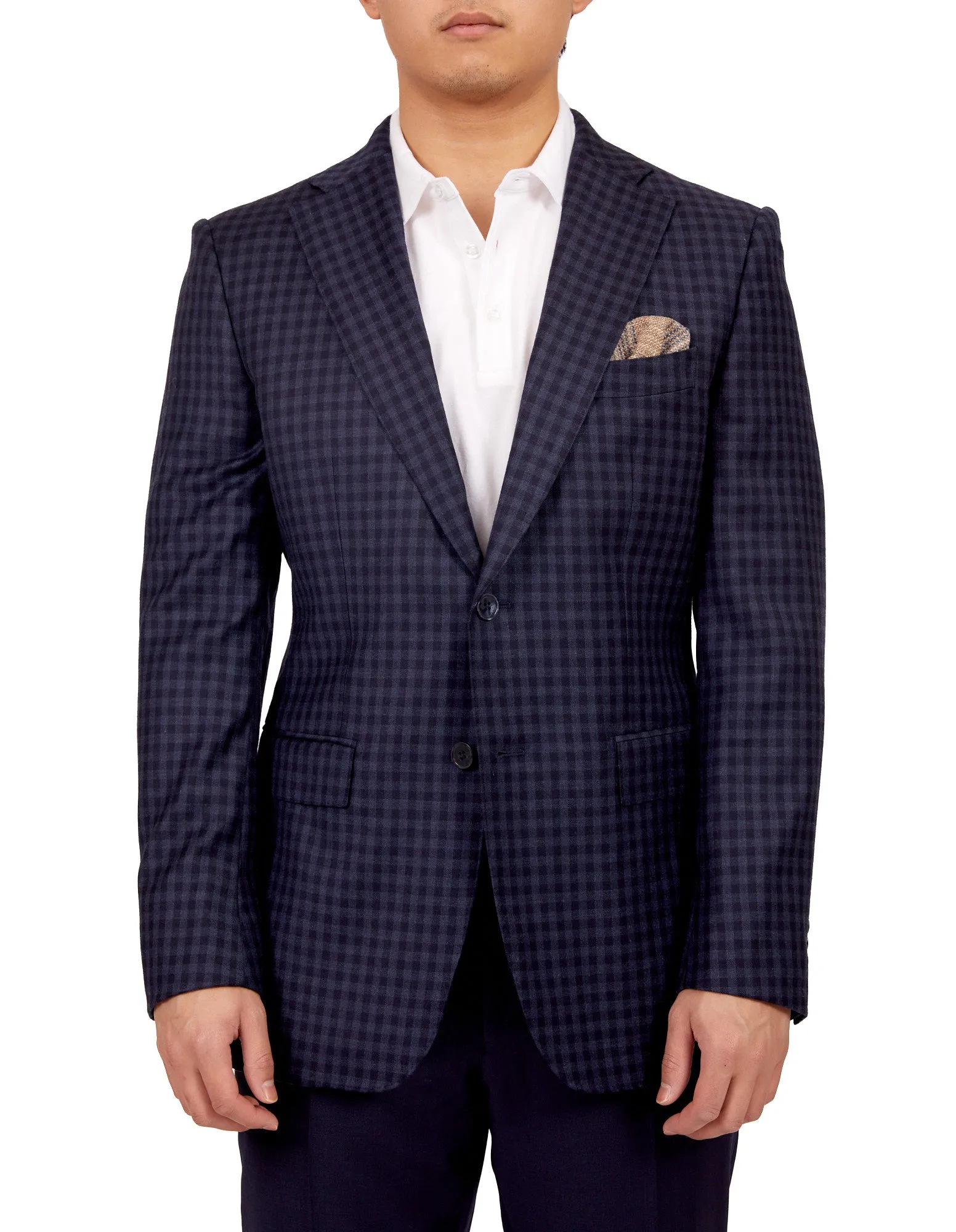 HENRY SARTORIAL X DORMEUIL Full Canvas Check Jacket NAVY MULTI REG