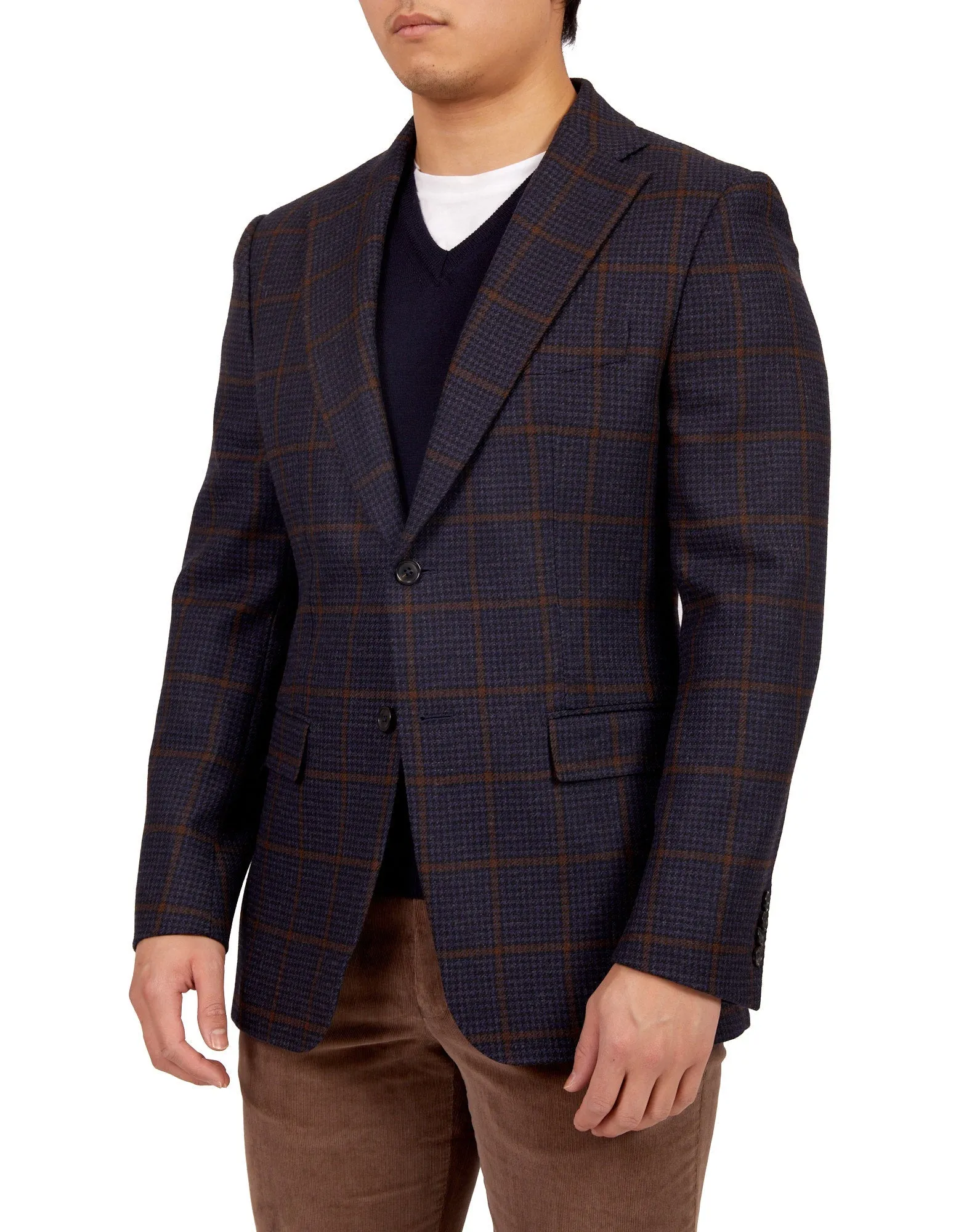 HENRY SARTORIAL X DORMEUIL Full Canvas Check Jacket NAVY REG