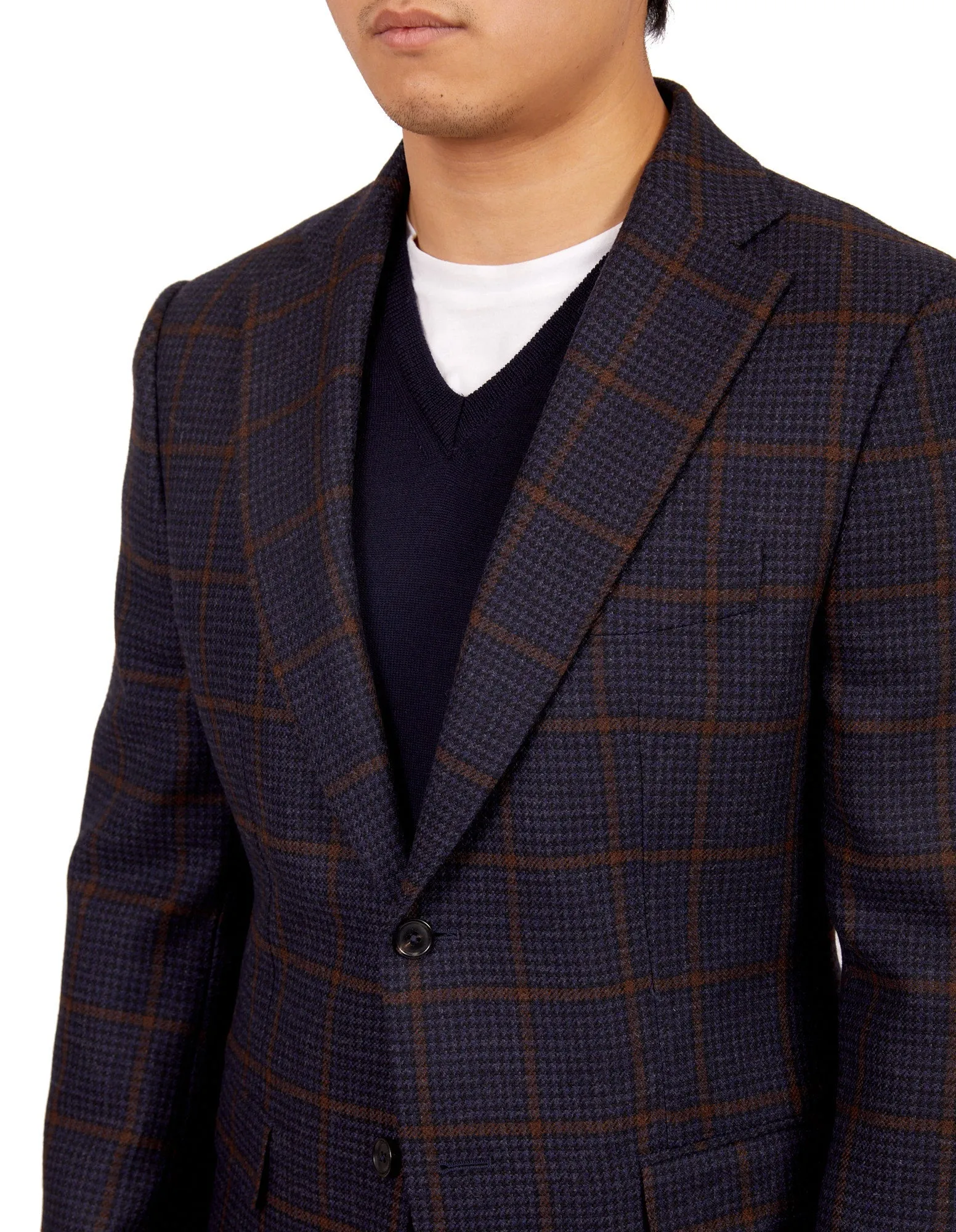 HENRY SARTORIAL X DORMEUIL Full Canvas Check Jacket NAVY REG