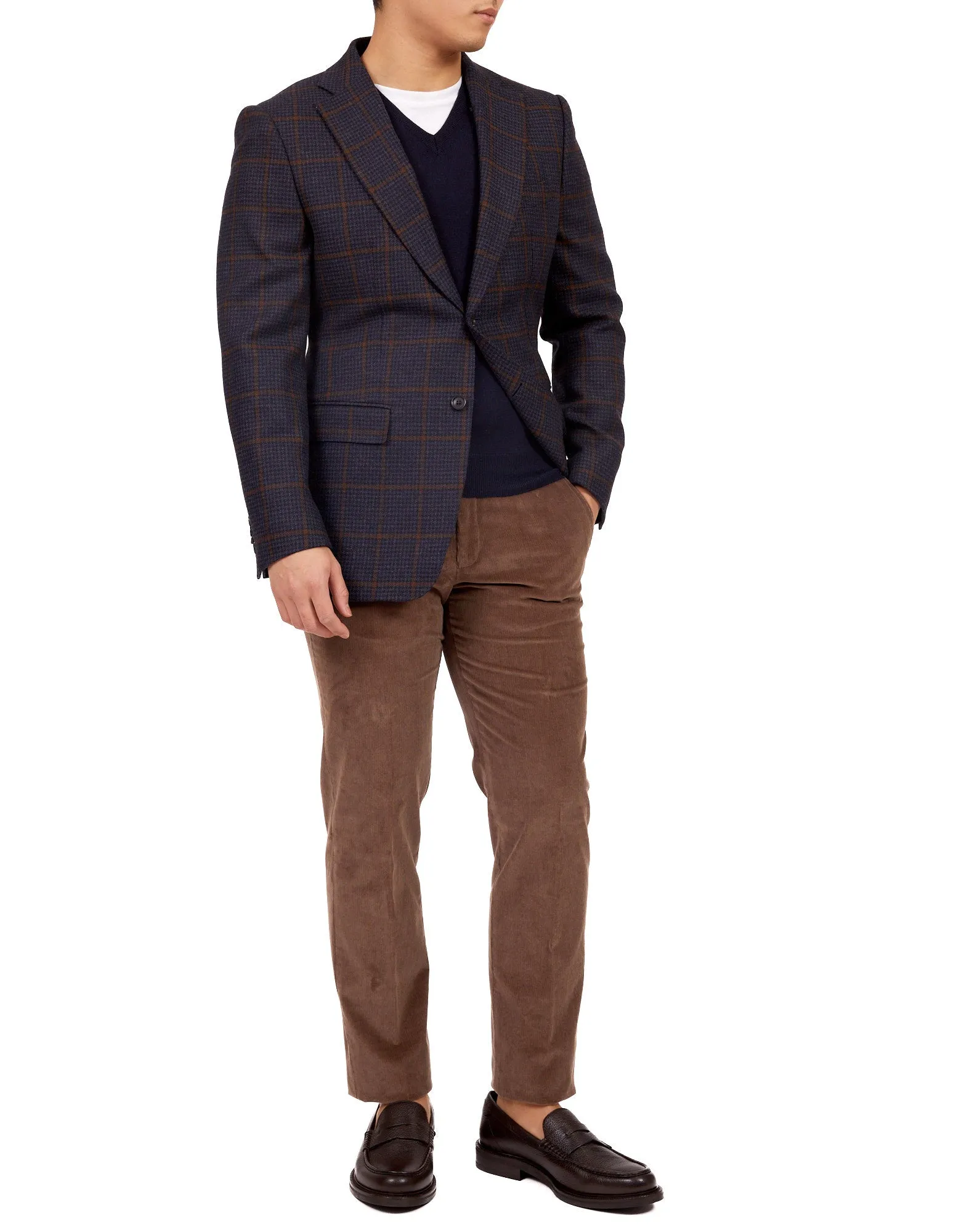 HENRY SARTORIAL X DORMEUIL Full Canvas Check Jacket NAVY REG