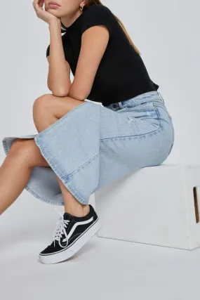 High Rise Midi Skirt with Front Slit
