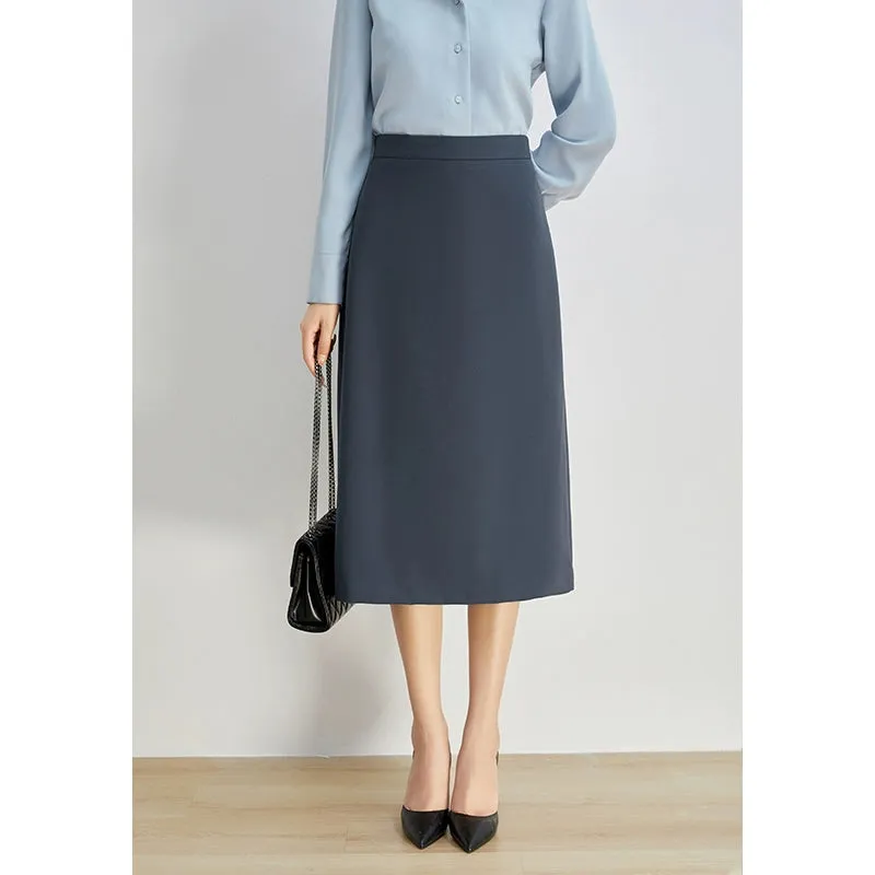 High Waist A- line Long Skirt Women's Autumn Professional Skirt Black Working Wear Suit Skirt Interview Formal Wear Work Skirt