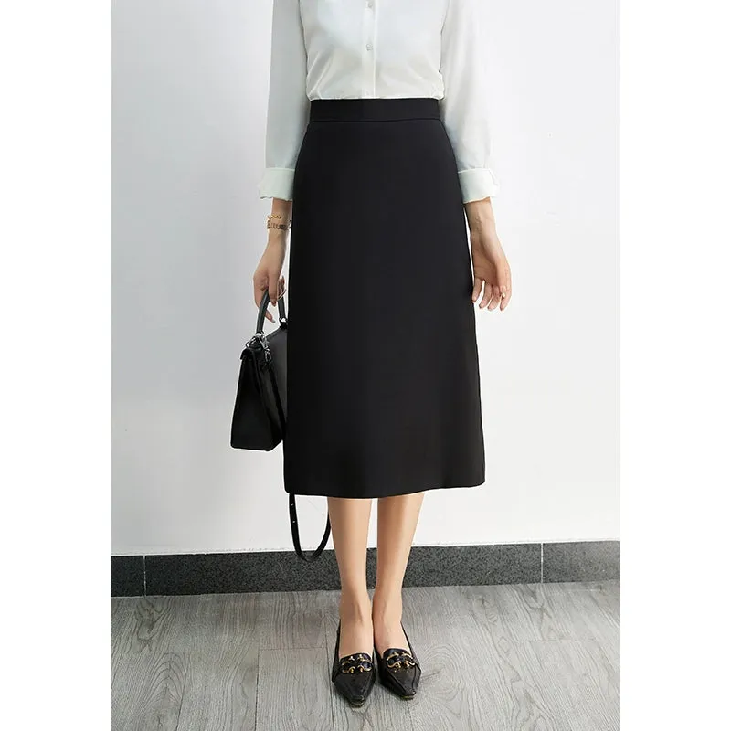 High Waist A- line Long Skirt Women's Autumn Professional Skirt Black Working Wear Suit Skirt Interview Formal Wear Work Skirt