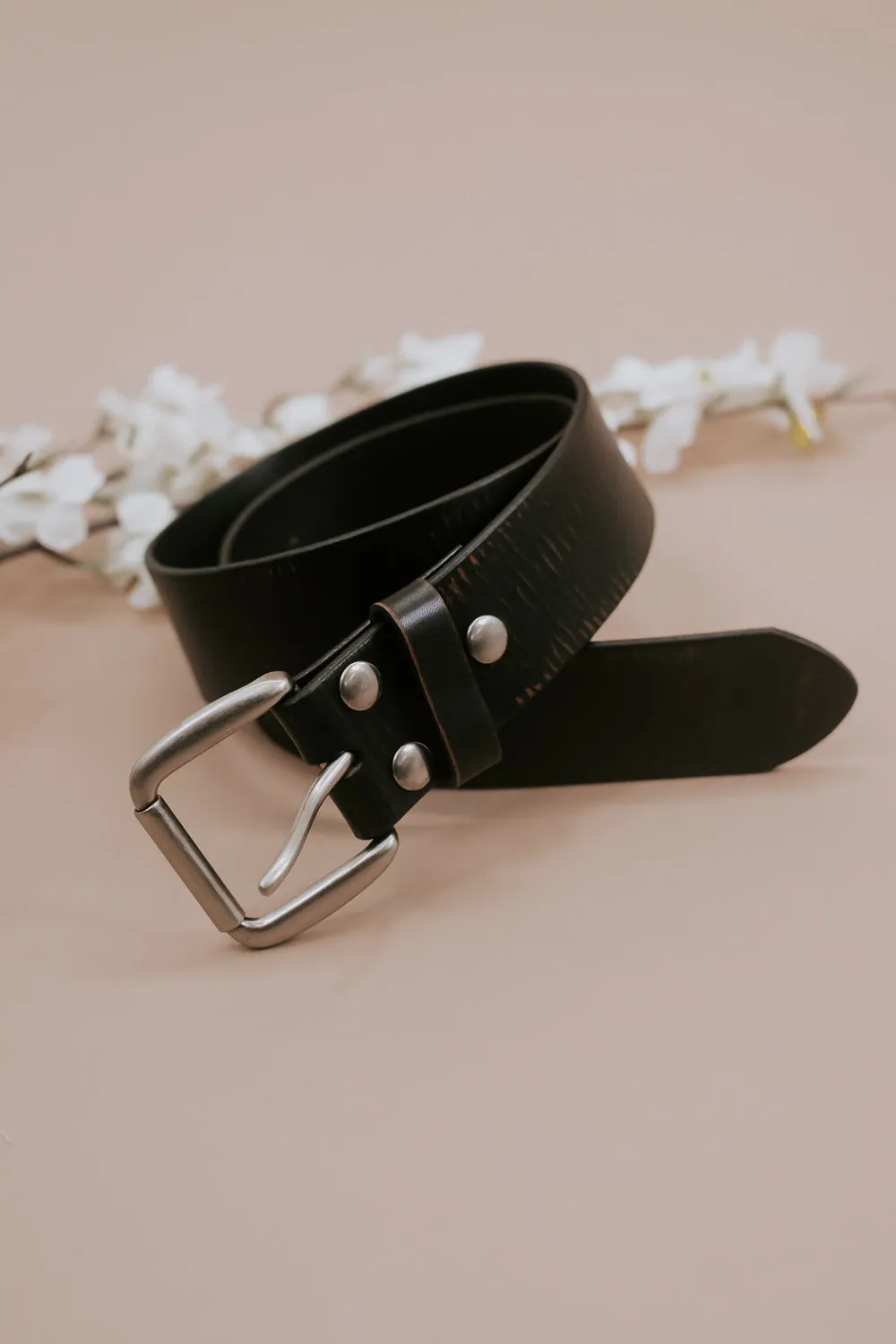 Hobo Leather Belt, Black Abrasive