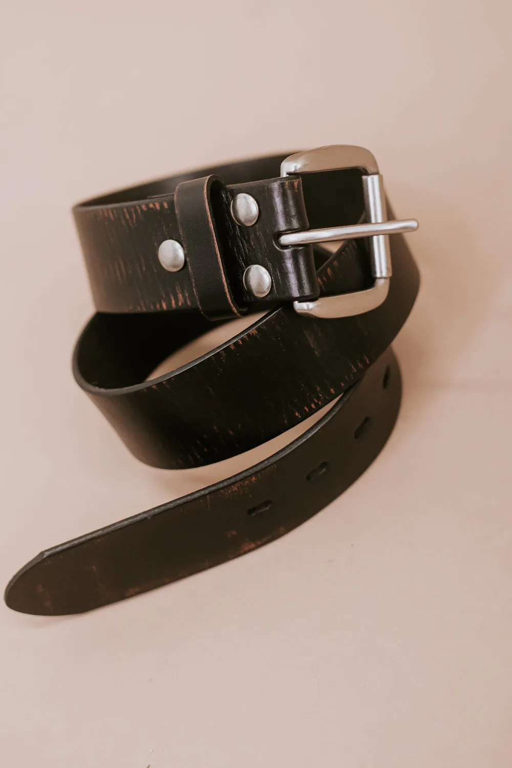 Hobo Leather Belt, Black Abrasive