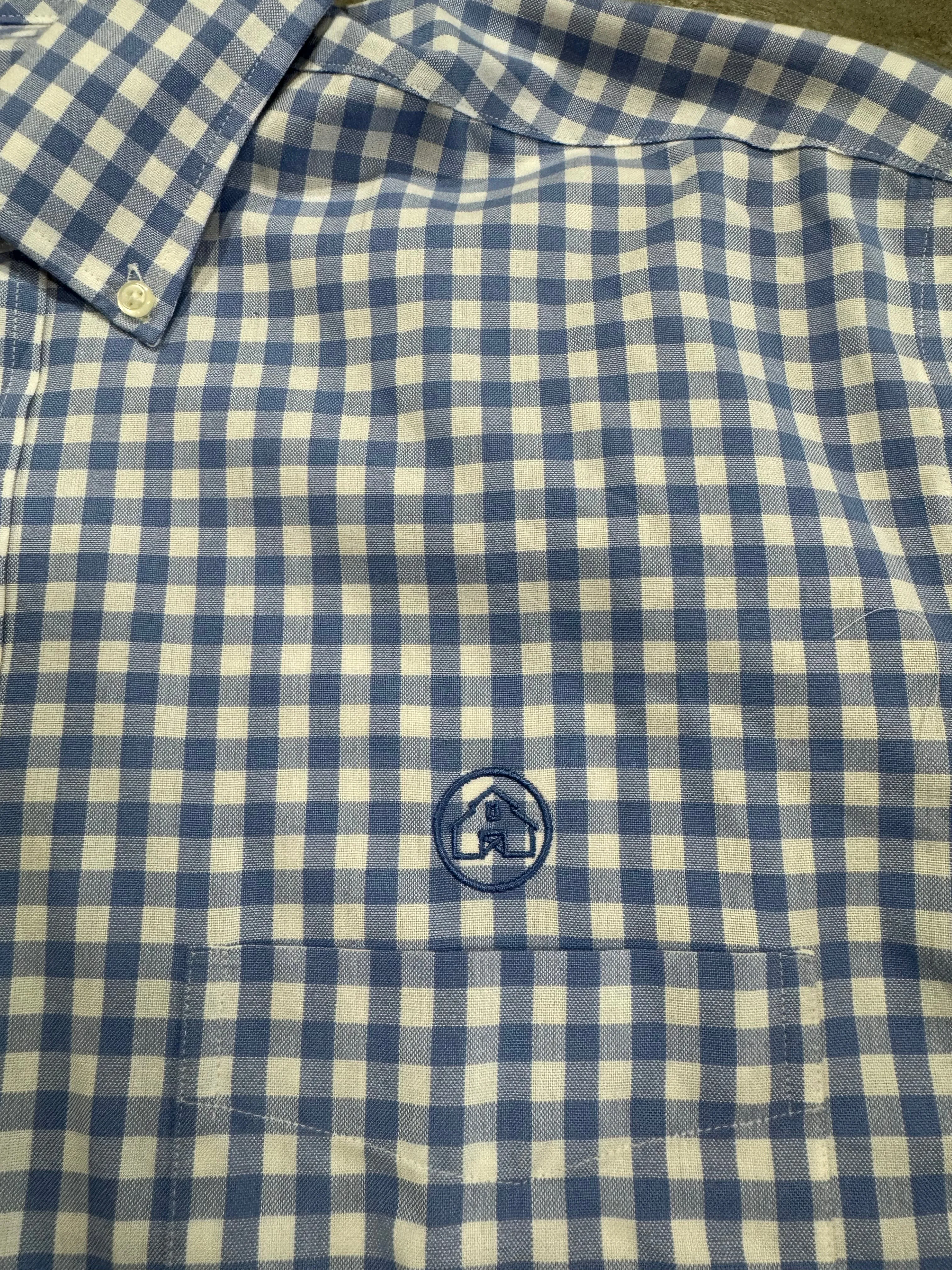 Home Bound Blue & White Gingham Cotton Check Button Down Shirt