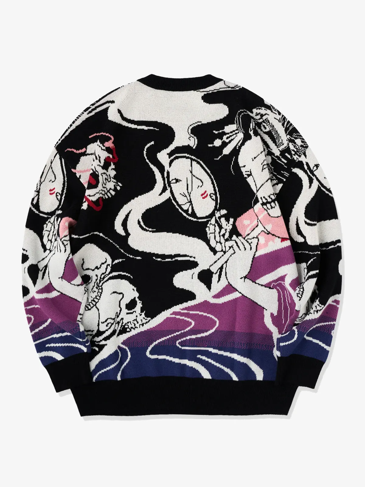 Intertwining Humans & Yokai Jacquard Knitted Sweater