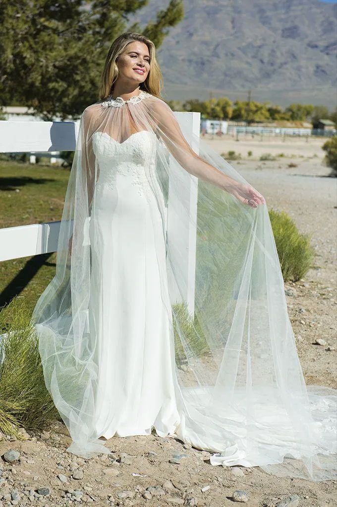 Ivory and Co Tulle Bridal Cape, Brides Wedding Dress Cloak, Patchouli