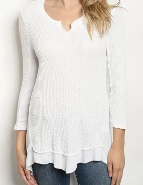 Ivory Thermal Rib Tunic Top