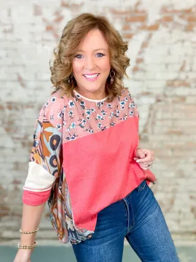 Jayla Mixed Print Jersey Top