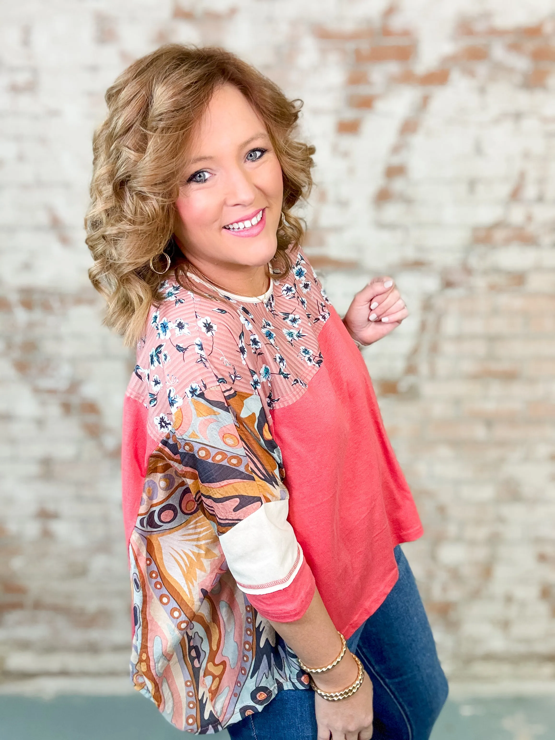 Jayla Mixed Print Jersey Top