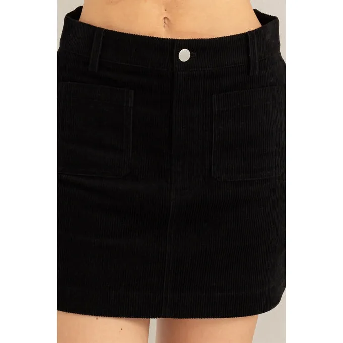Jessie Corduroy Mini Skirt Black