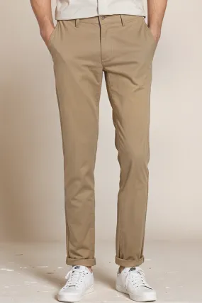 Khaki Textured Cotton Chinos Pants