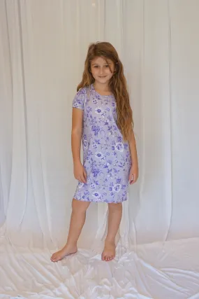 Kids Slinky Cooling Purple Floral Gown