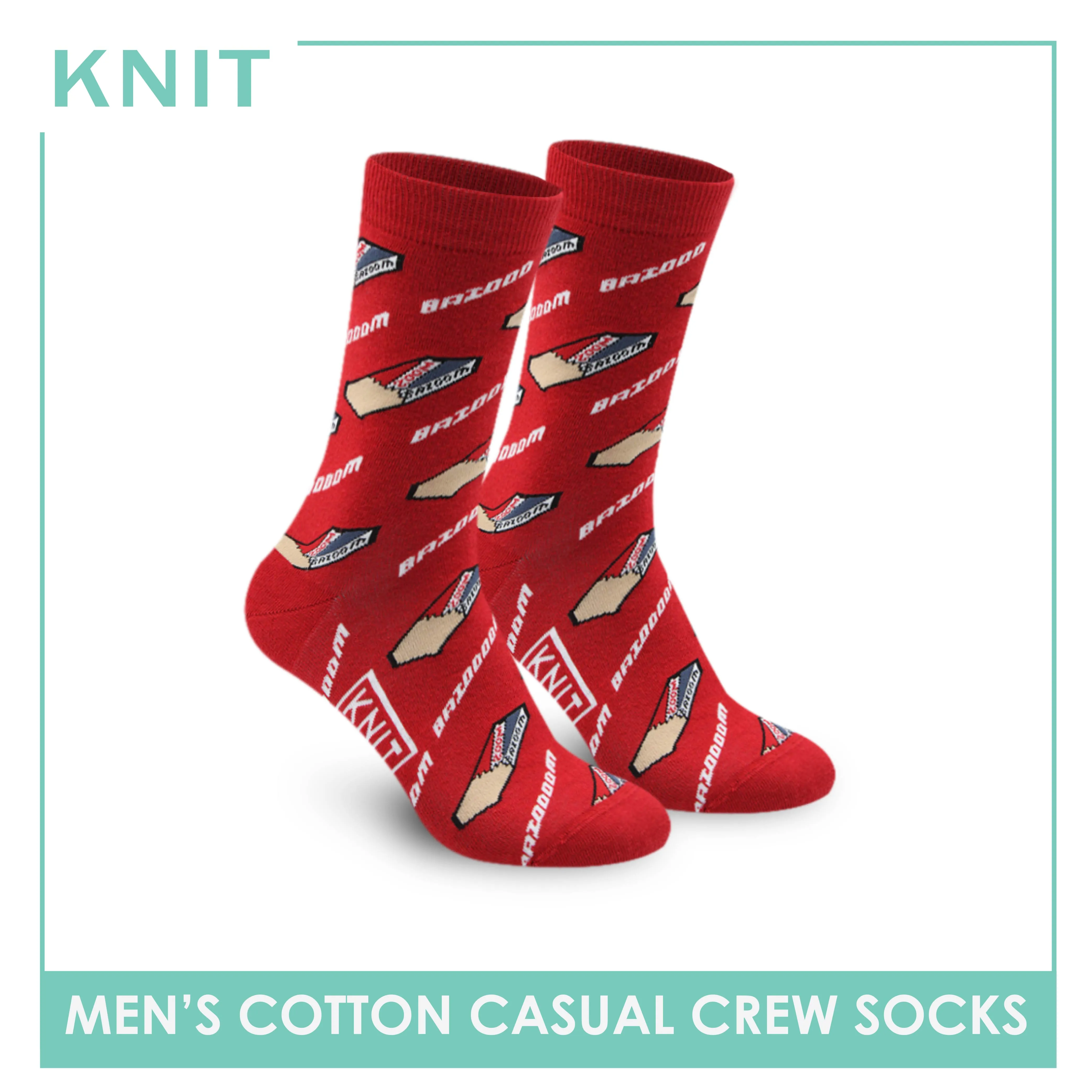 Knit Men's Bubble Gum Cotton Light Performance Crew Socks 1 pair KMC3203