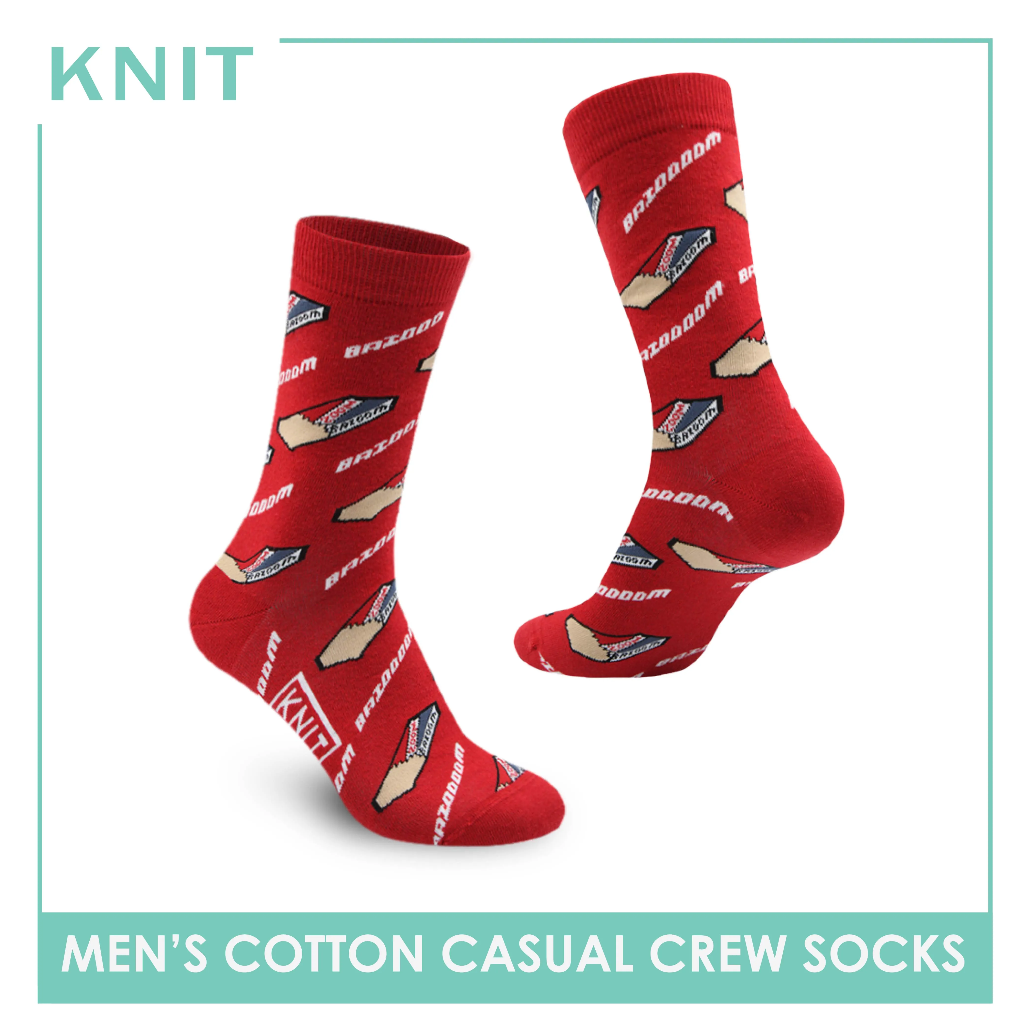Knit Men's Bubble Gum Cotton Light Performance Crew Socks 1 pair KMC3203