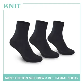 Knit Men’s Cotton Mid Crew 3-in-1 Thin Casual Socks KMCKG3