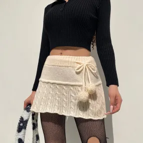 Knitted Low Waist Short Skirt