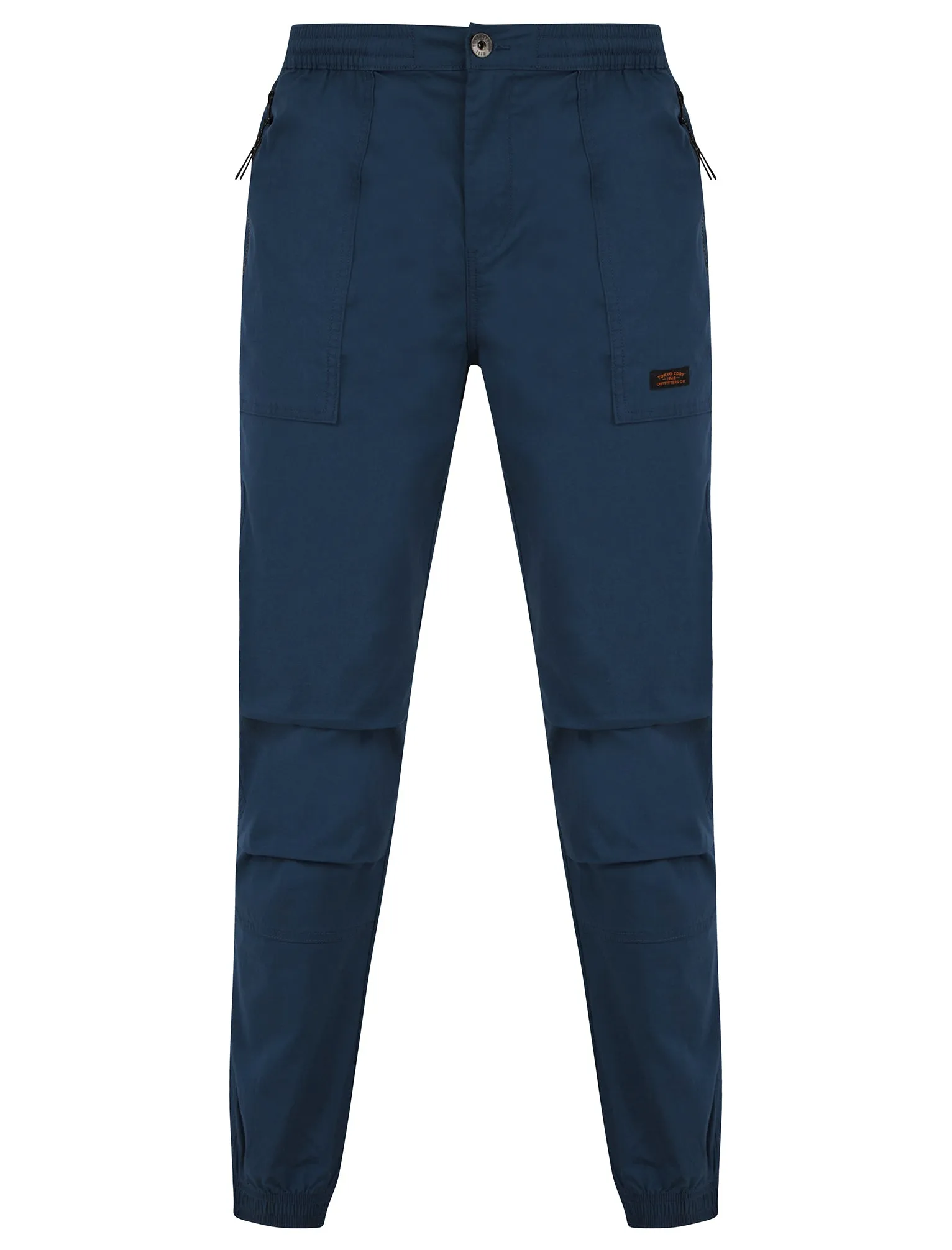 Kofi Stretch Cotton Blend Zip Pocket Cuffed Cargo Jogger Pants in Big Dipper Blue - Tokyo Laundry