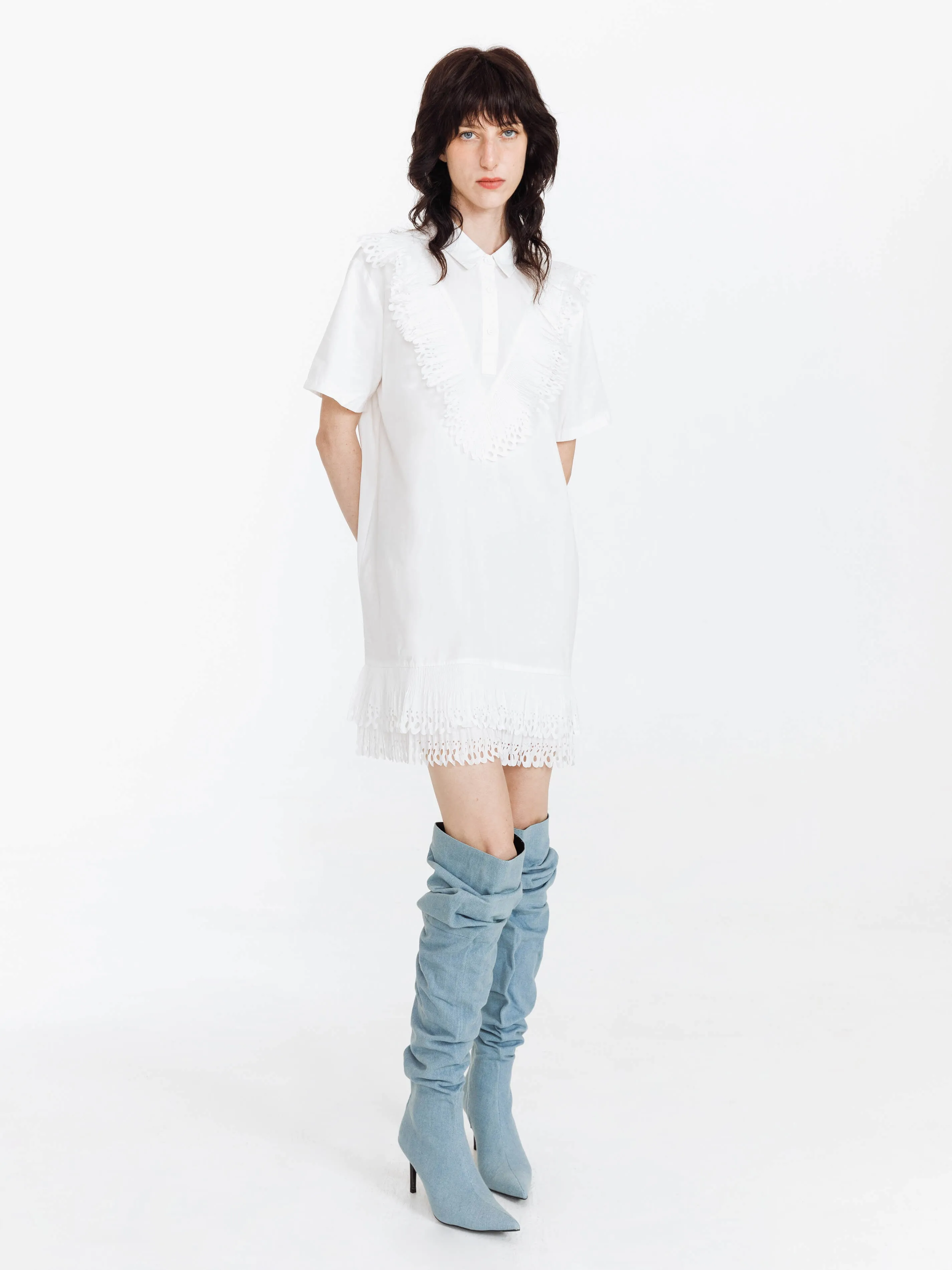 Lace Midi Dress with Short Sleeves