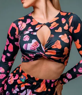 Ladies Dance Blouse Style Top Knot Sleeve Black or Color Spots Pra 1282