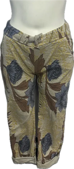 Leaf/Floral Print Stretch Pants