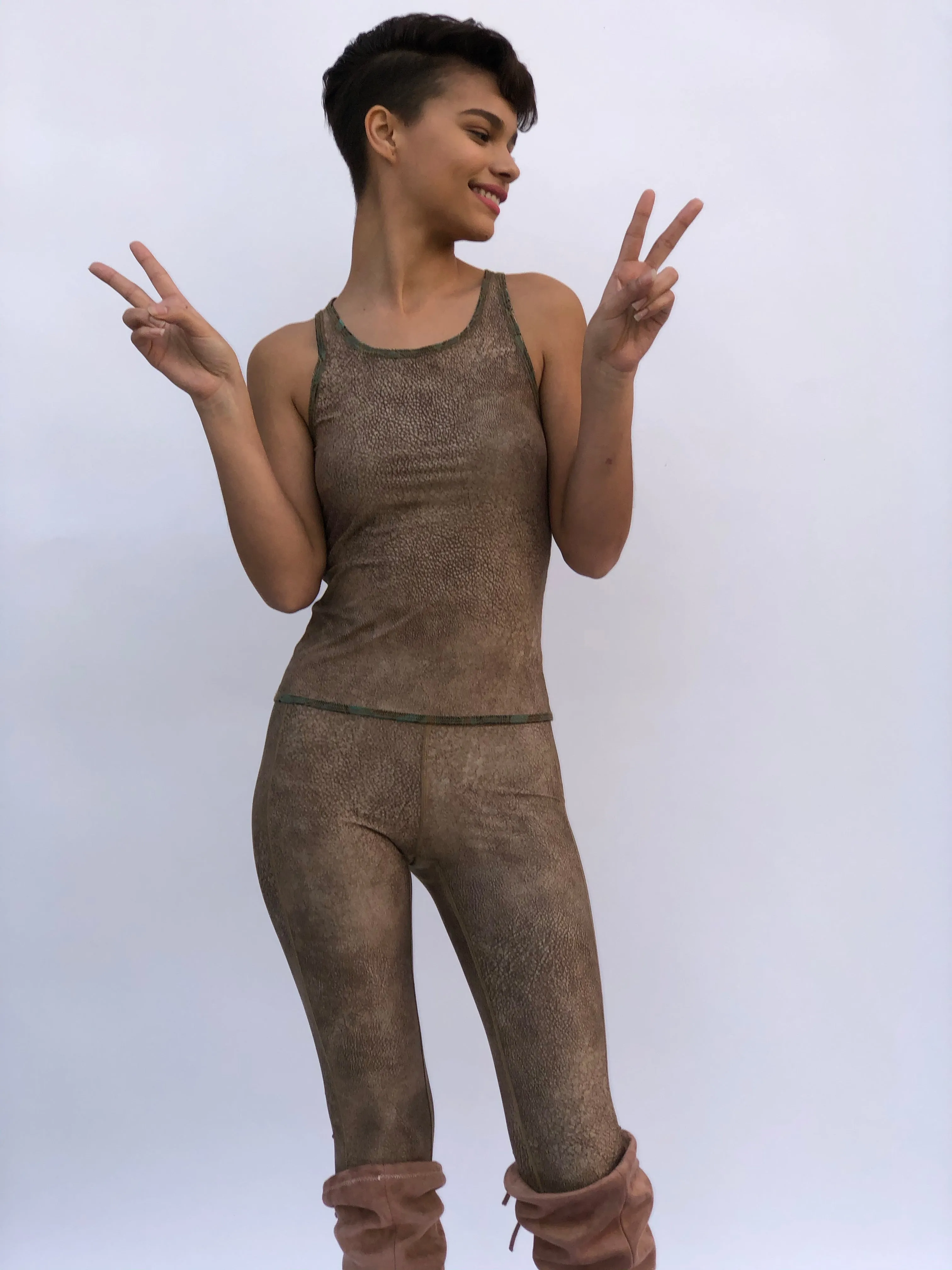 LEGGINGS PEACOCK/FAUX SUEDE