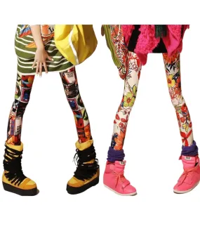 Leggy- the Bright Floral or Pop Art Print Leggings 2 Styles
