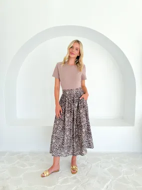 LEO PRINT FULL MIDI SKIRT