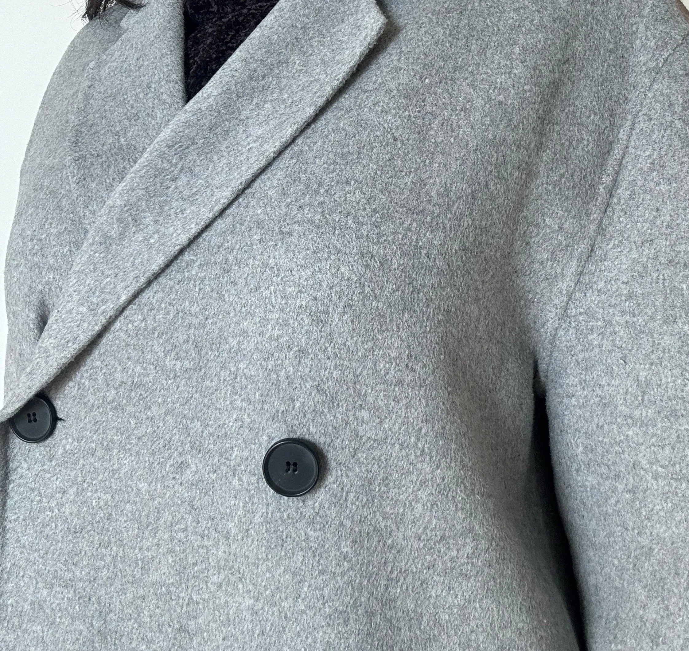 Long Grey Wool Coat (Handmade, 80% wool)