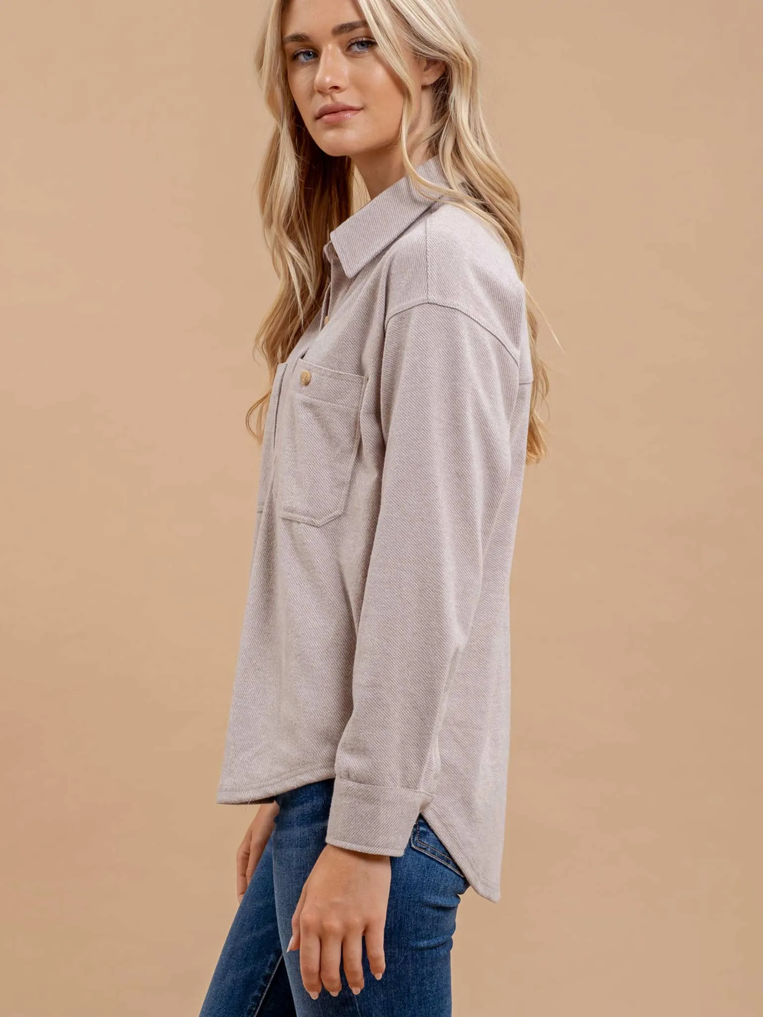 Long Sleeve Taupe Shacket