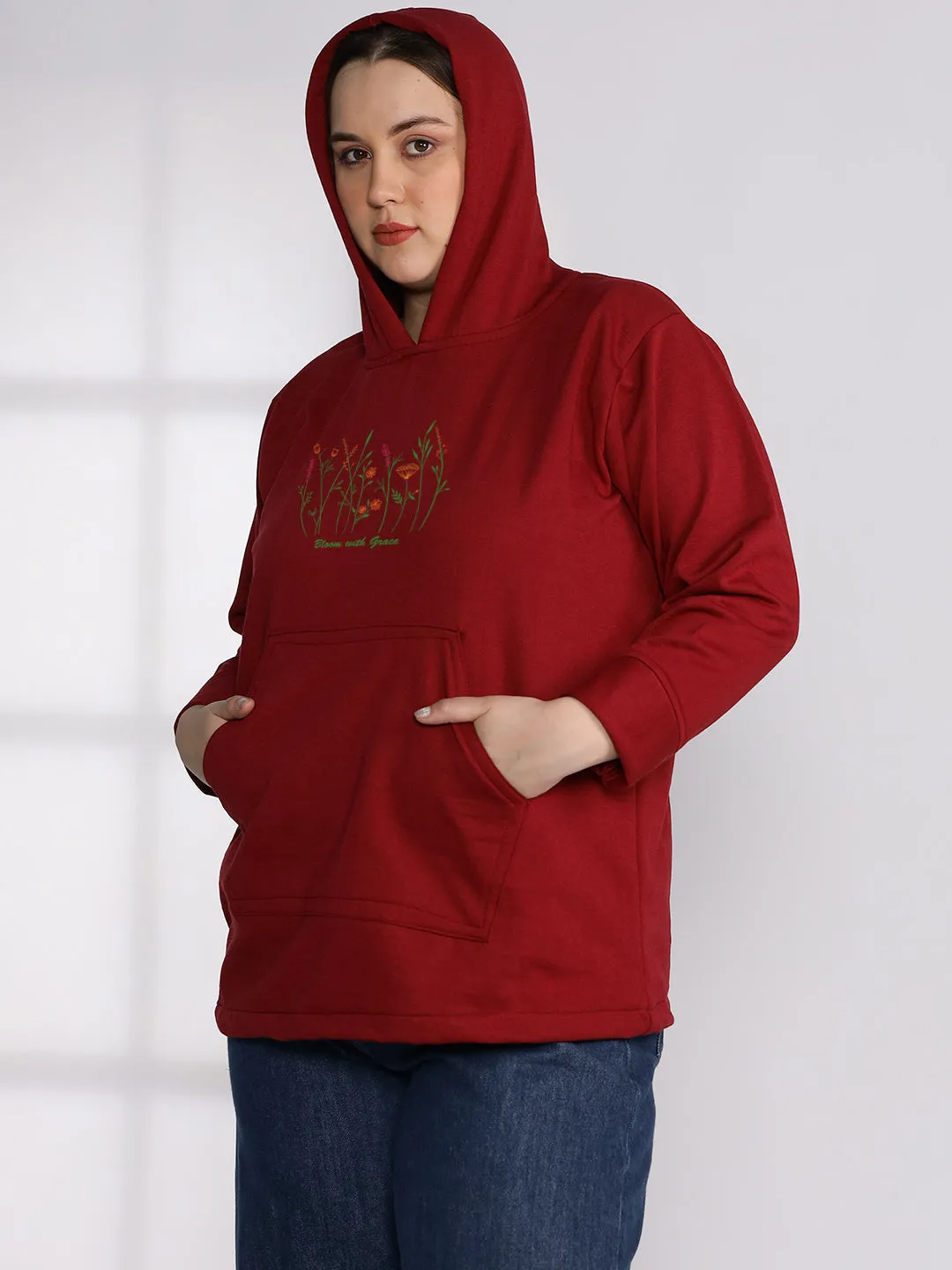 Maroon Fleece Hoodie - BloomGrace