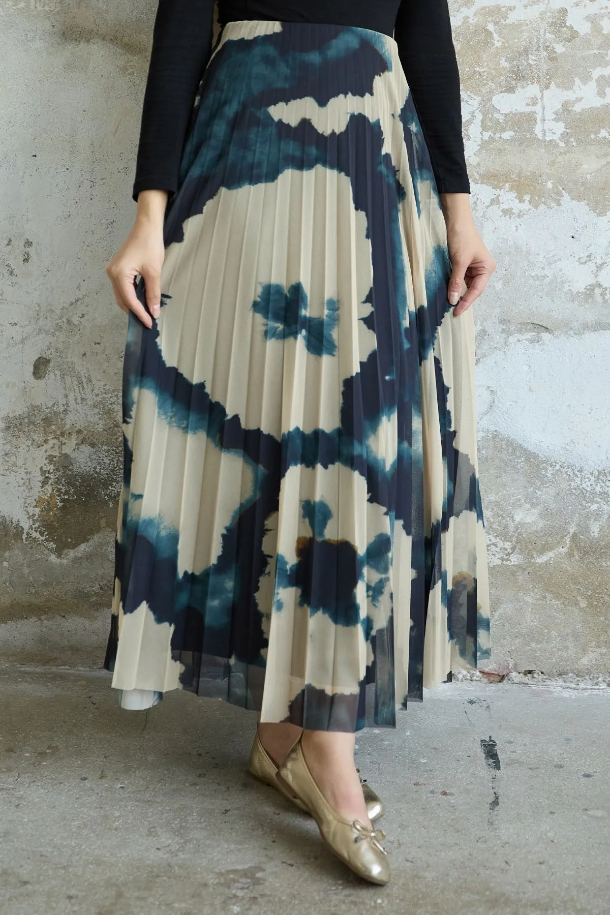 MDS Women Batik Pattern Lined Tulle Skirt - Petrol - Neuilly-sur-Marne