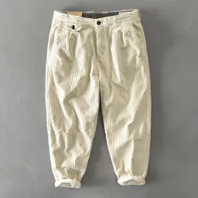Mens Corduroy Pants Fall Winter Men Cotton Corduroy Solid Color Overalls Loose Youth Cotton Pants