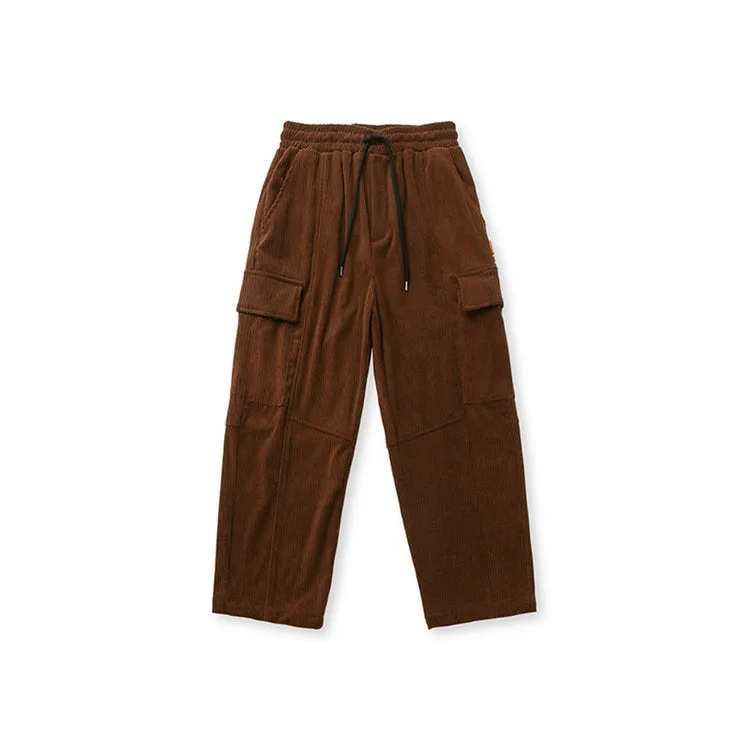 Mens Corduroy Pants Winter Men's Trousers Japanese-Style Retro Loose Straight Cargo Pants