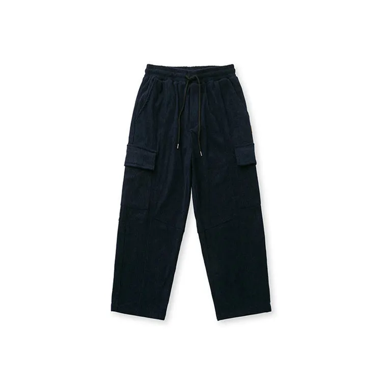 Mens Corduroy Pants Winter Men's Trousers Japanese-Style Retro Loose Straight Cargo Pants