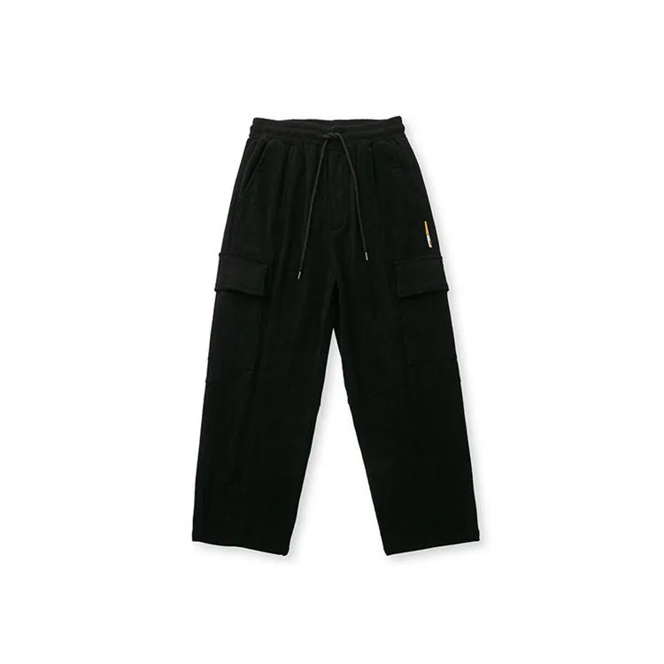 Mens Corduroy Pants Winter Men's Trousers Japanese-Style Retro Loose Straight Cargo Pants