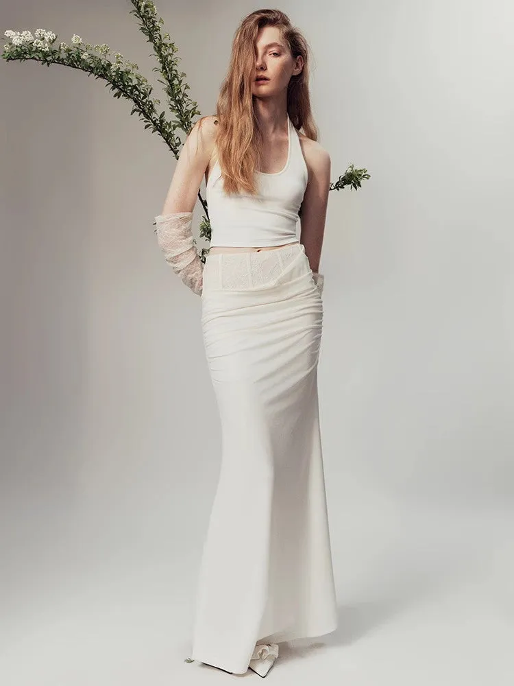 Mermaid Lace Drape Elegant Back-Slit Tight Long-Skirt