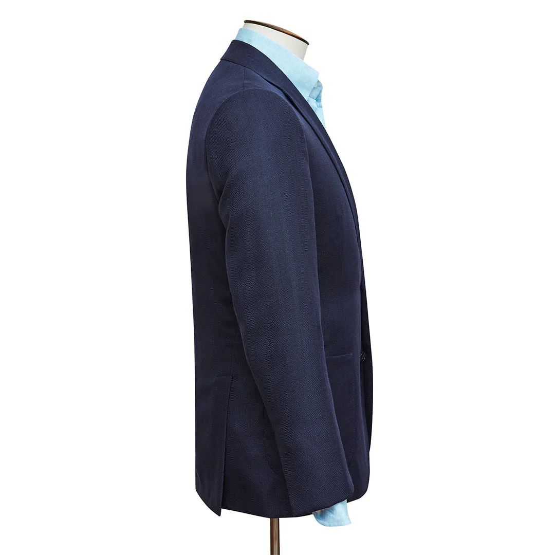Mixed Blue Micro Basketweave Blazer