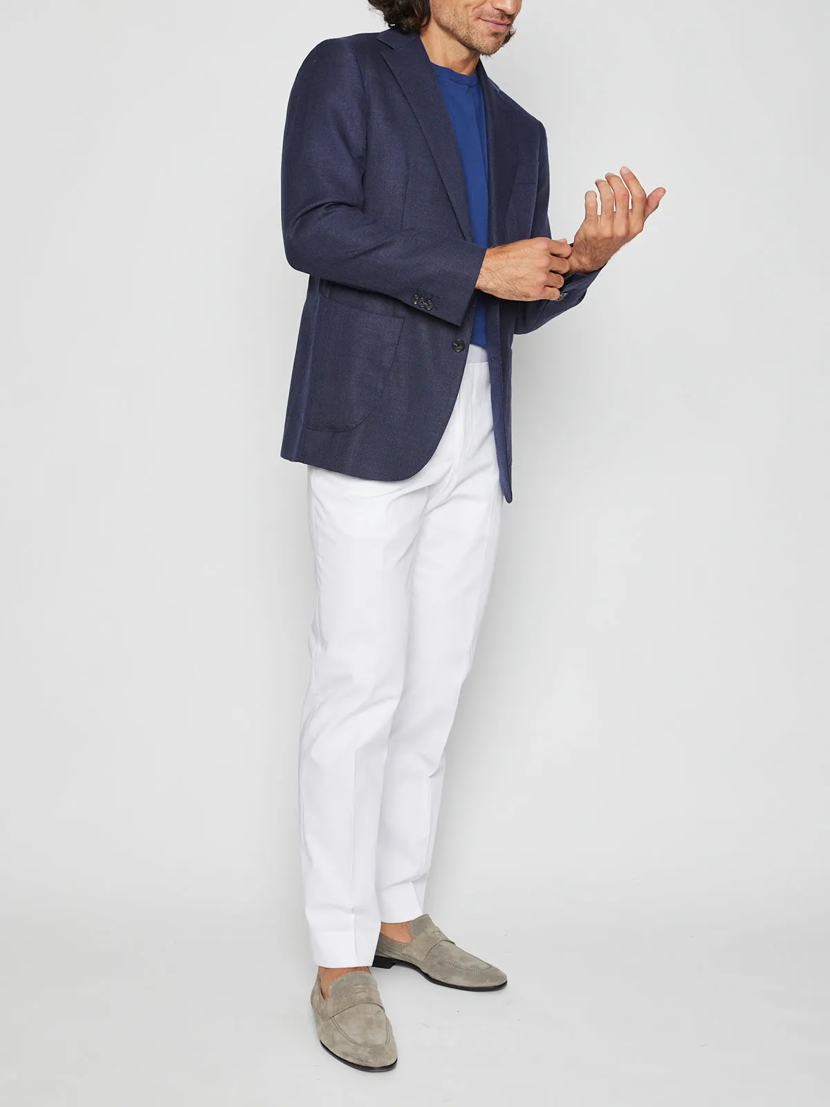 Mixed Blue Micro Basketweave Blazer