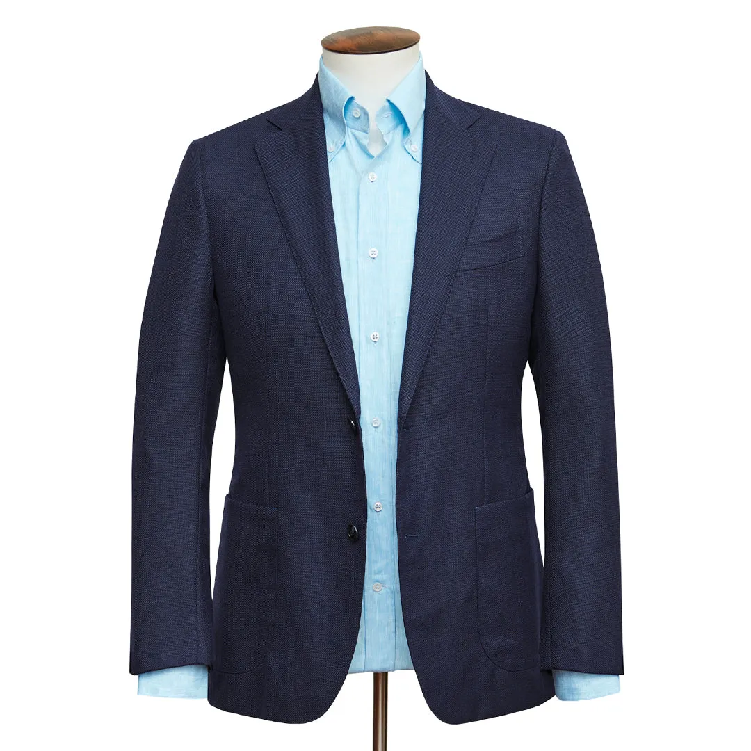 Mixed Blue Micro Basketweave Blazer