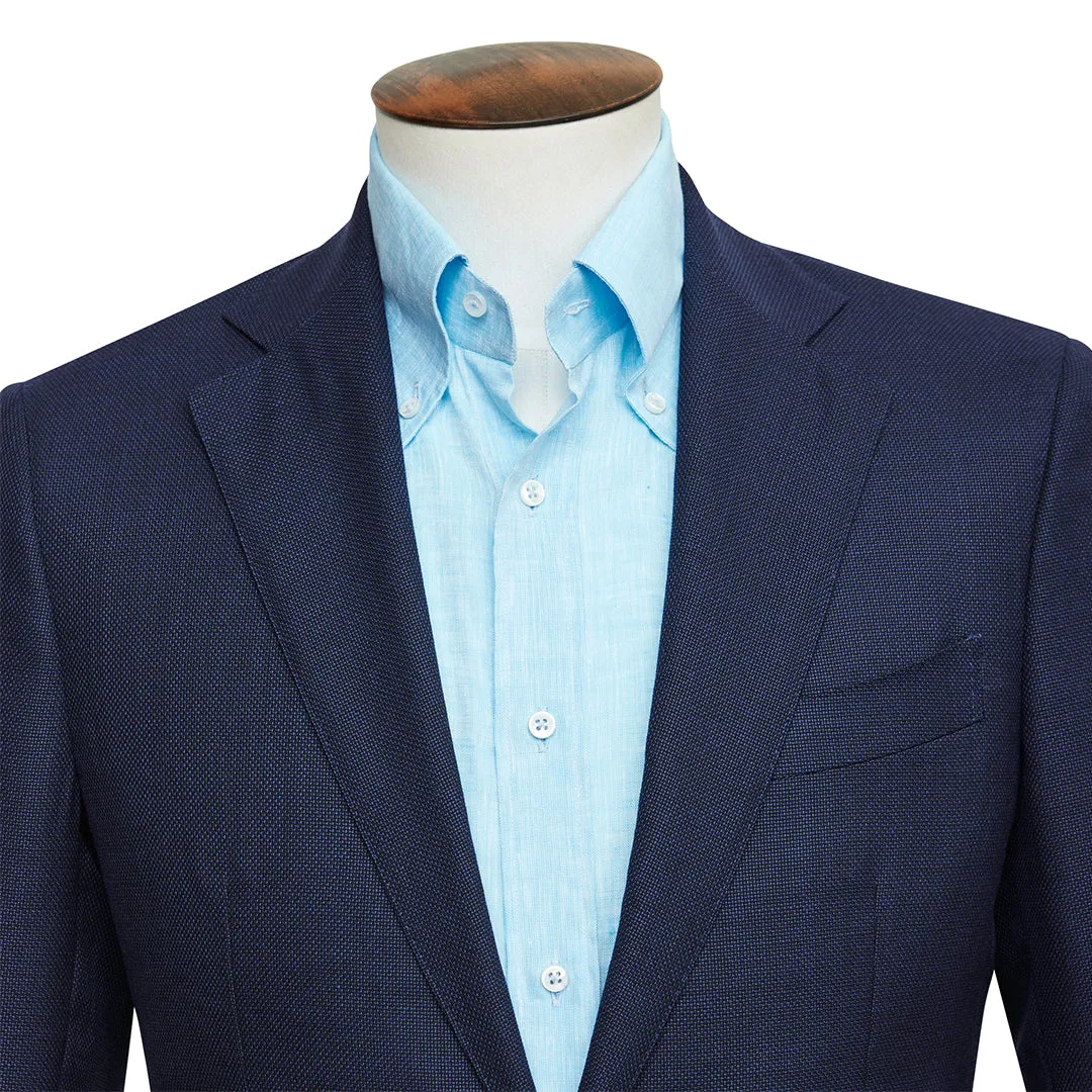 Mixed Blue Micro Basketweave Blazer