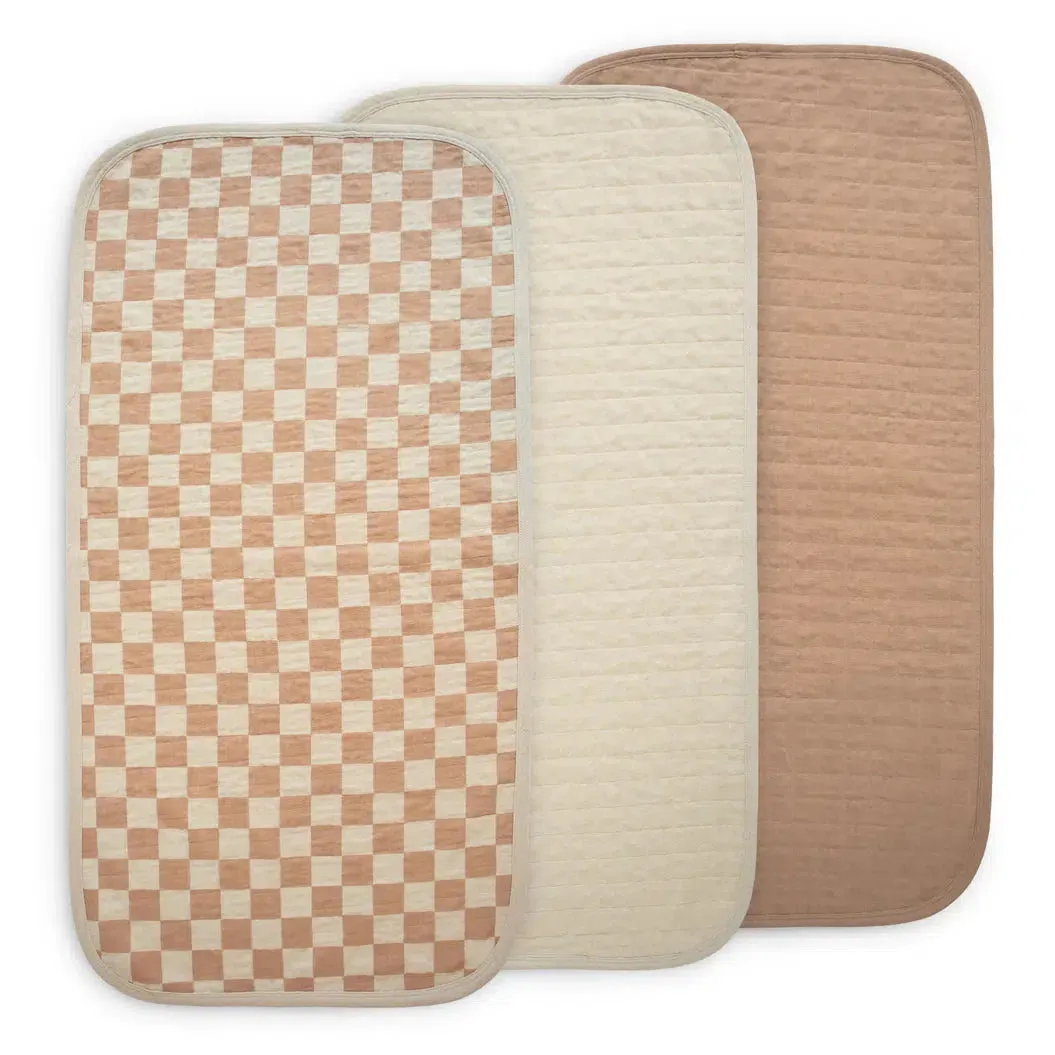 Mushie - Organic Cotton Changing Pad Liner 3-Pack - Check Combo