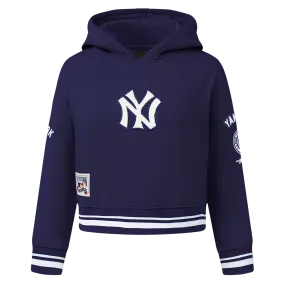 NEW YORK YANKEES RETRO CLASSIC TODDLER GIRLS RIB FLC PO HOODIE (MIDNIGHT NAVY)
