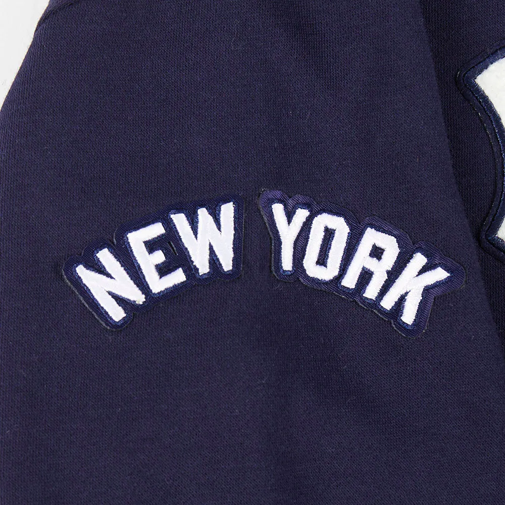 NEW YORK YANKEES RETRO CLASSIC TODDLER GIRLS RIB FLC PO HOODIE (MIDNIGHT NAVY)