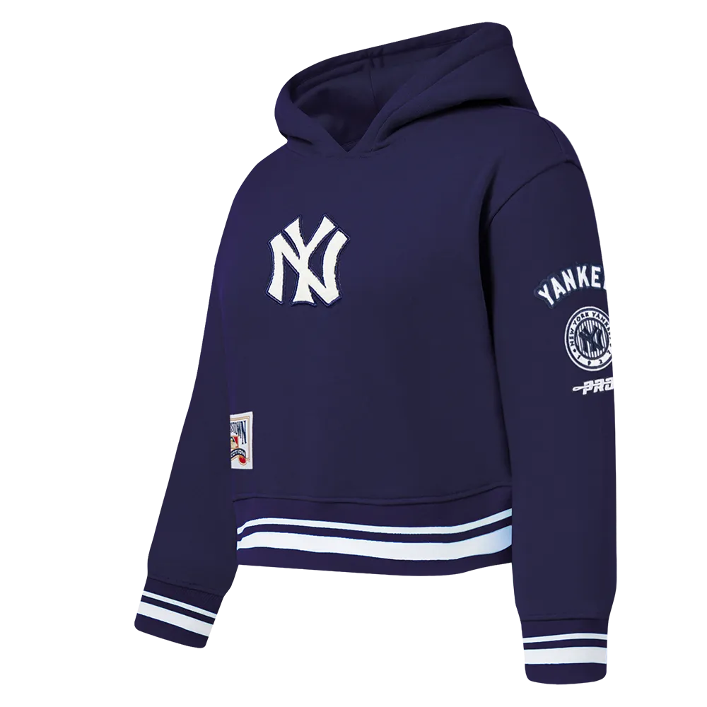 NEW YORK YANKEES RETRO CLASSIC TODDLER GIRLS RIB FLC PO HOODIE (MIDNIGHT NAVY)